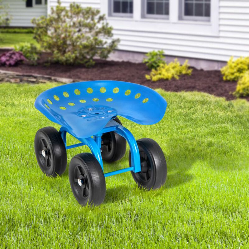 Hivvago Garden Rolling Workseat with 360&deg; Swivel Seat and Adjustable Height