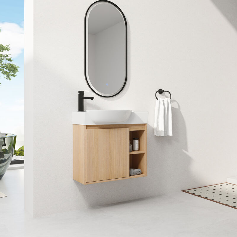 ELEMENT ACE Wall-Mounted Modern Bathroom Vanity with Ceramic Sink and Soft-Close Doors image number 3