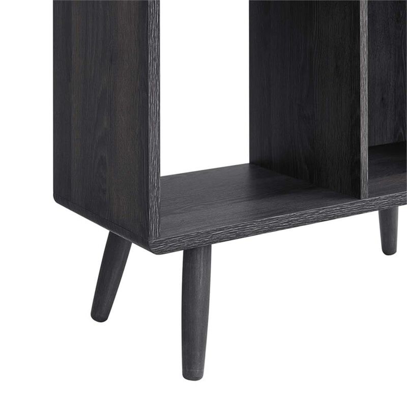 Modway EEI-5743-CHA Transmit 5 Shelf Wood Grain Bookcase, Charcoal image number 5