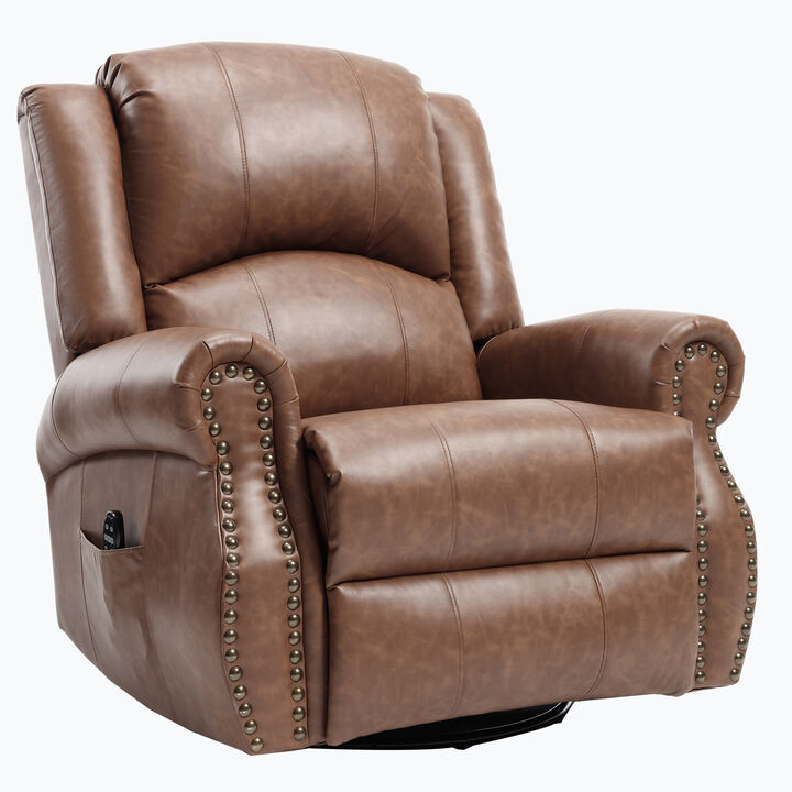 Faux Leather Recliner Chair Rocker Swivel Chair Manual Recliner with Heat & Massage
