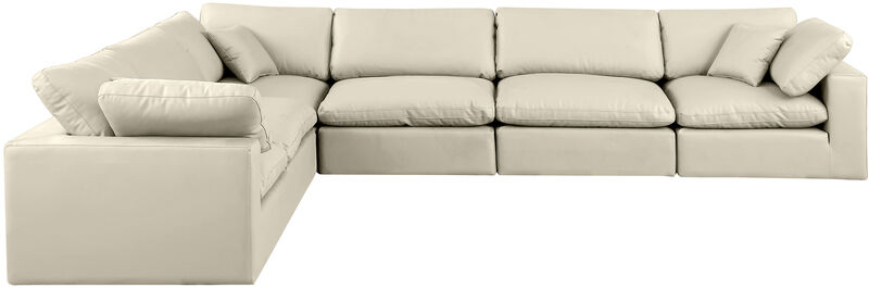 Meridian Furniture Comfy Cream Vegan Leather Modular Sectional