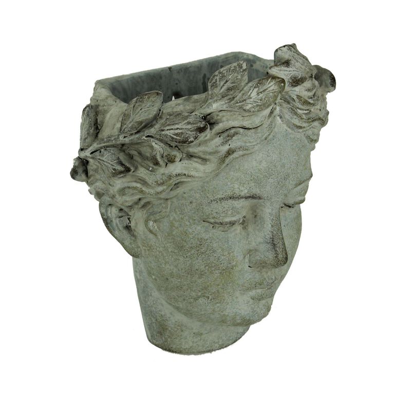 Distressed Cement Classic Greek Lady Head Indoor Outdoor Hanging Planters Set image number 1