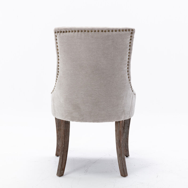 Streamdale Set of 2 Beige Dining Chairs with Fabric and Wood Legs image number 5