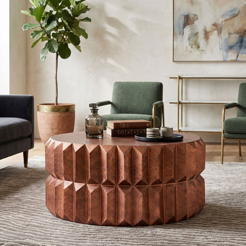 Talveris Gold Faceted Cylinder Coffee Table image number 5