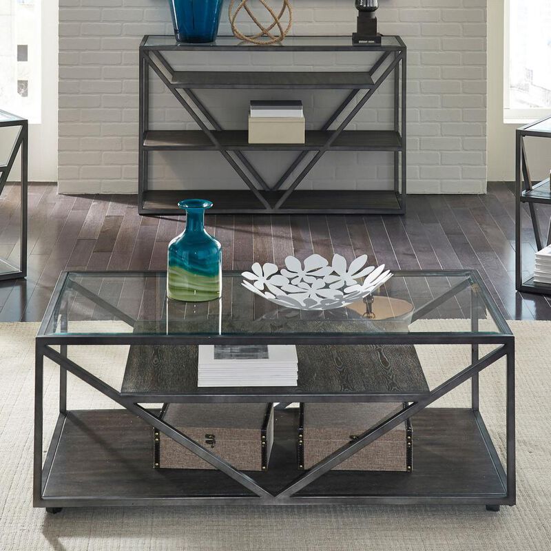Liberty Furniture Arista Rectangular Cocktail Table in Cobblestone Brown w/ Gray Dusty Wax Hang-up image number 5