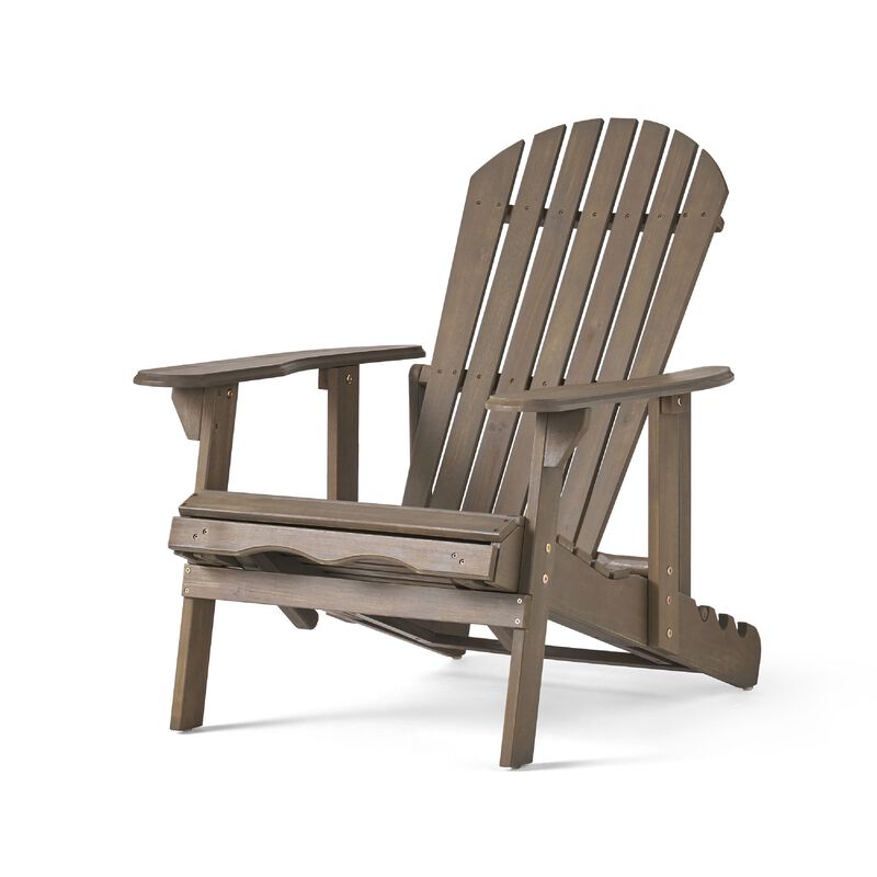 Libo Outdoor Recliner Adirondack Chair, Slatted Gray Acacia Wood image number 0