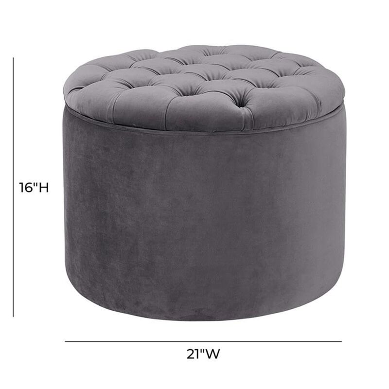 Tov Furniture Queen Grey Velvet Storage Ottoman image number 2