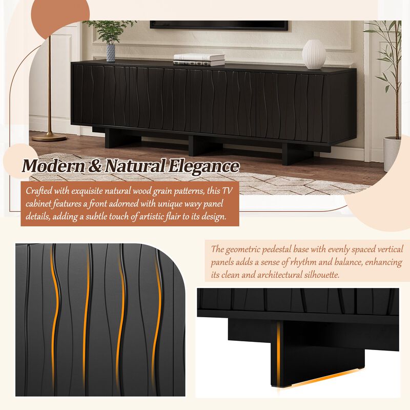 Clihome Retro Style Wood Grain TV Stand Media Console for Living Room image number 2