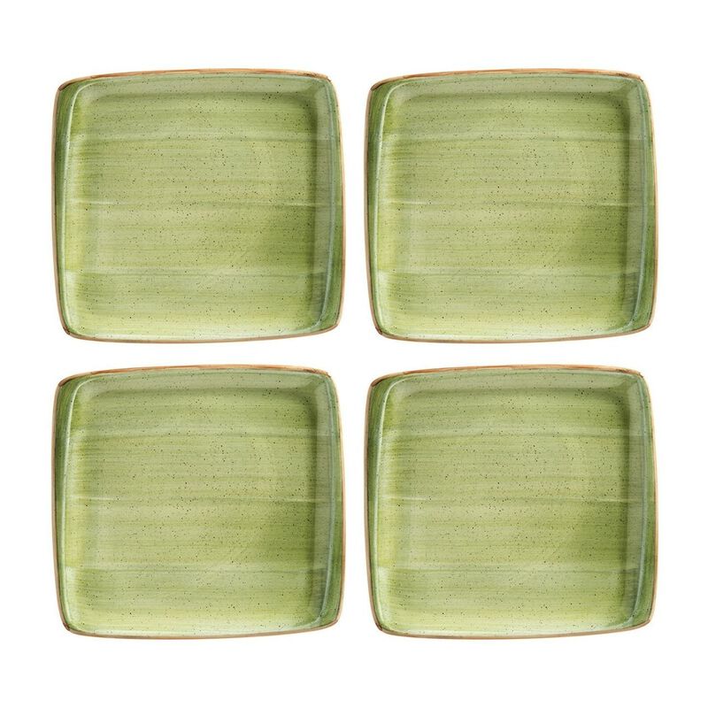 Therapy 6.25" x 5.75" Square Green Vitrified Plate (Set of 4) image number 0