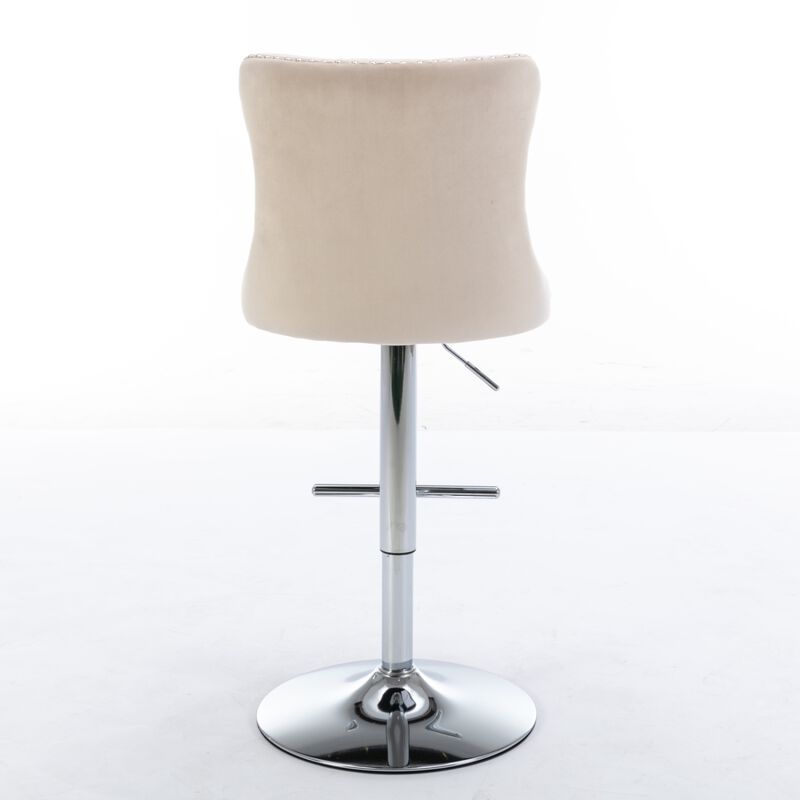 Streamdale Adjustable Swivel Velvet Barstools, Set of 2 image number 7