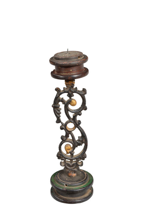 HomeRoots 16" Black Distressed Floral Metal Tabletop Tealight Candle Holder
