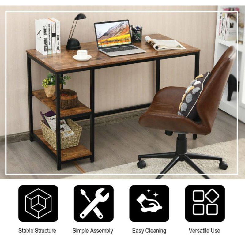 47"/55" Computer Desk Office Study Table Workstation Home with Adjustable Shelf Rustic Brown-M