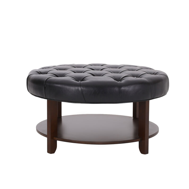 Merax PU Leather Round Ottoman for Living Room