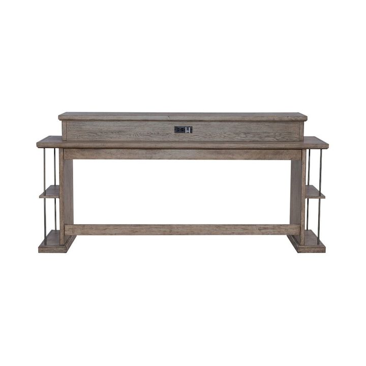 Liberty Furniture City Scape Metal Accent Oak Wood Console Bar Table for Living Room, Beige