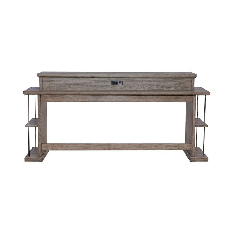Liberty Furniture City Scape Metal Accent Oak Wood Console Bar Table for Living Room, Beige image number 1
