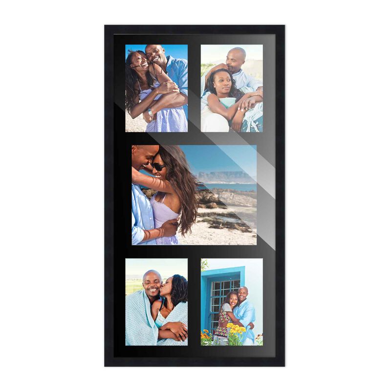 12x24.5 Wood Collage Frame with a Black Mat for 8x10 & 5x7 Pictures