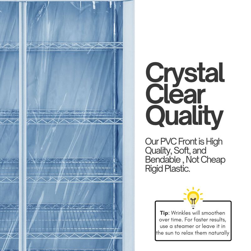 Storage Shelving Unit Cover, fits racks 48"W x 18"D x 72"H one side see through panel in Glacier Blue image number 3