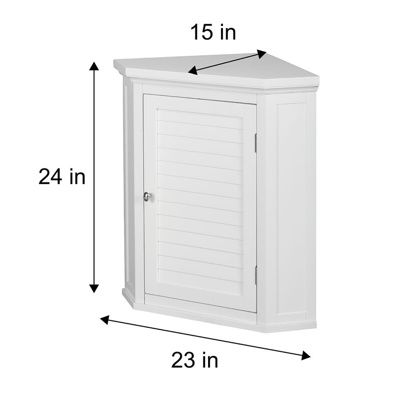 Teamson Home Glancy One Shutter Door Removable Wooden Corner Wall Cabinet White