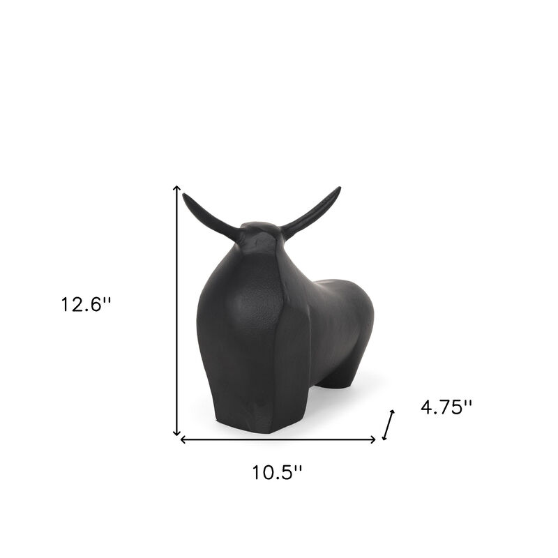 HomeRoots 11" Black Aluminum Bull Tabletop Sculpture image number 3
