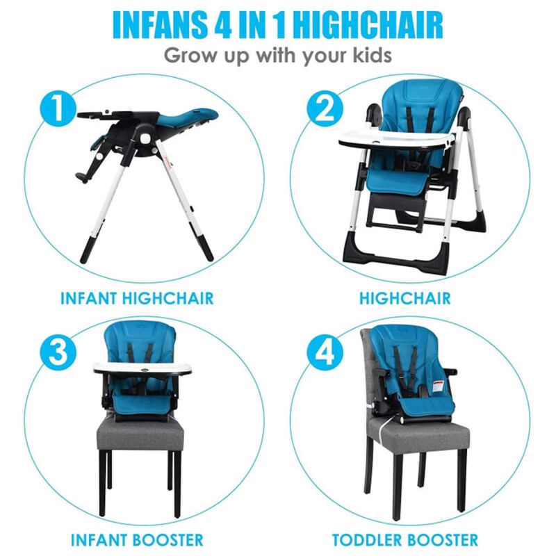 Hivvago 4-in-1 High Chair Booster Seat with Adjustable Height and Recline