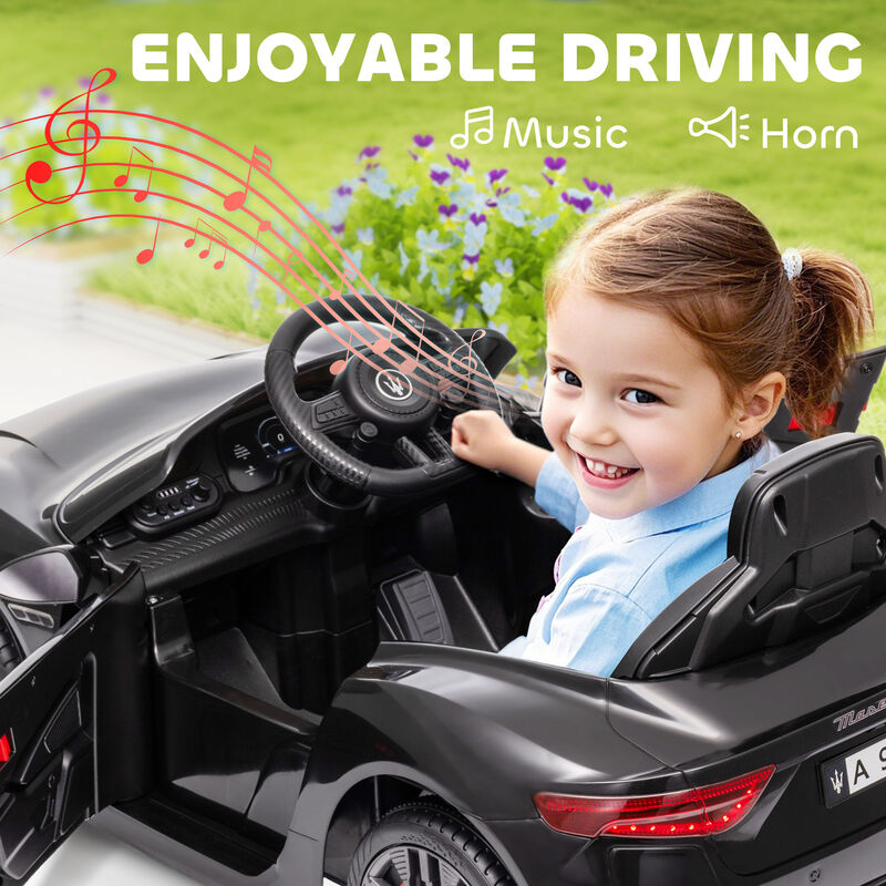 BreeBe Maserati Gran Turismo Licensed 12V Kids Electric Car w/ Remote Control, Soft Start, LED Lights, Music, Horn image number 6