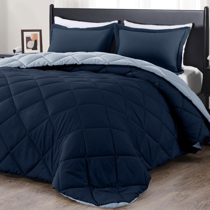 downluxe King Size Comforter Set - Blue and Sapphire King Comforter, Soft Bedding Sets for All Seasons -3 Pieces - 1 Comforter (