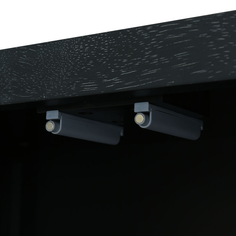 Merax Bohemian Style Rattan Buffet Storage Cabinet with Solid Wood Frame