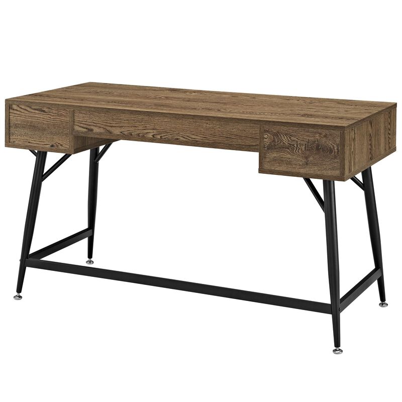 Modway Surplus Wood Grain and Metal Writing Office Desk With Storage Drawers In Walnut image number 4
