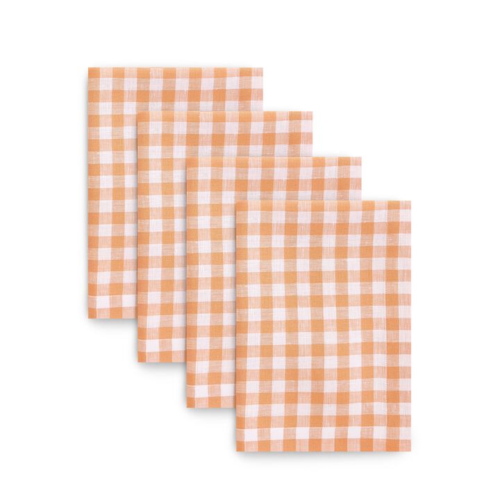 Linen Dinner Napkins - Gingham Check