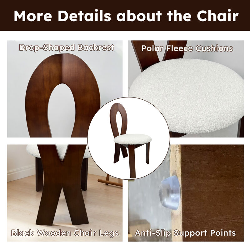 GOODSILO Luxurious Ribbon-Cross Backrest Dining Chairs Set of 2 with Teddy Velvet Upholstery image number 7