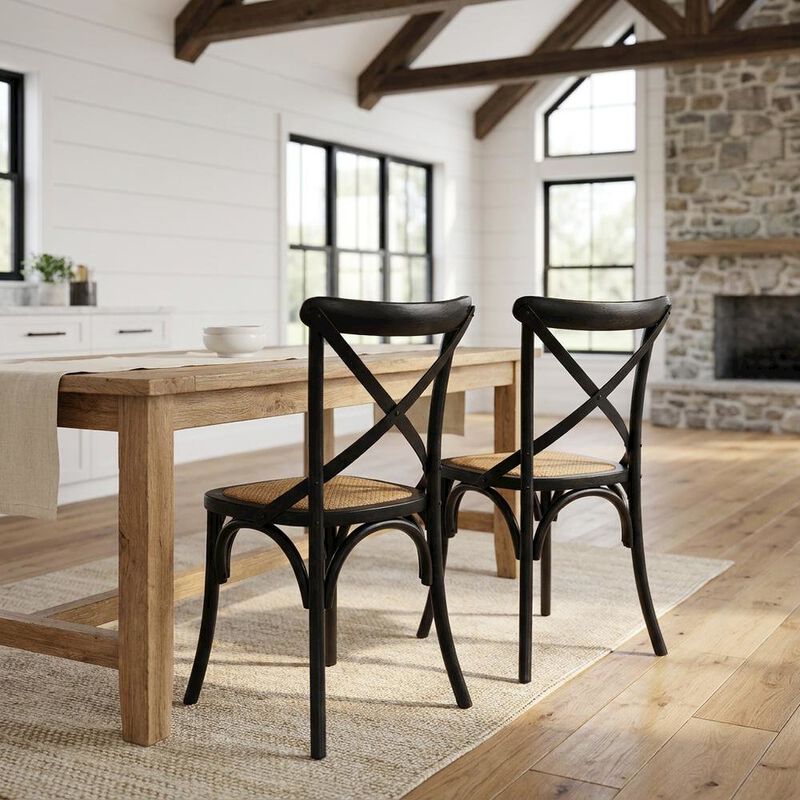 Wooden Dining Side Chairs for Kitchen and Dining Room, Natural, Set of 2 image number 6