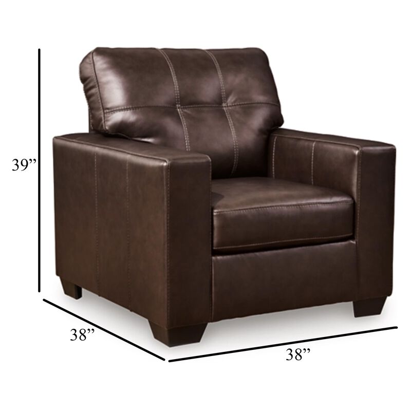 Orion Armchair, Modern Dark Brown Tufted Real and Faux Leather Cushion image number 5