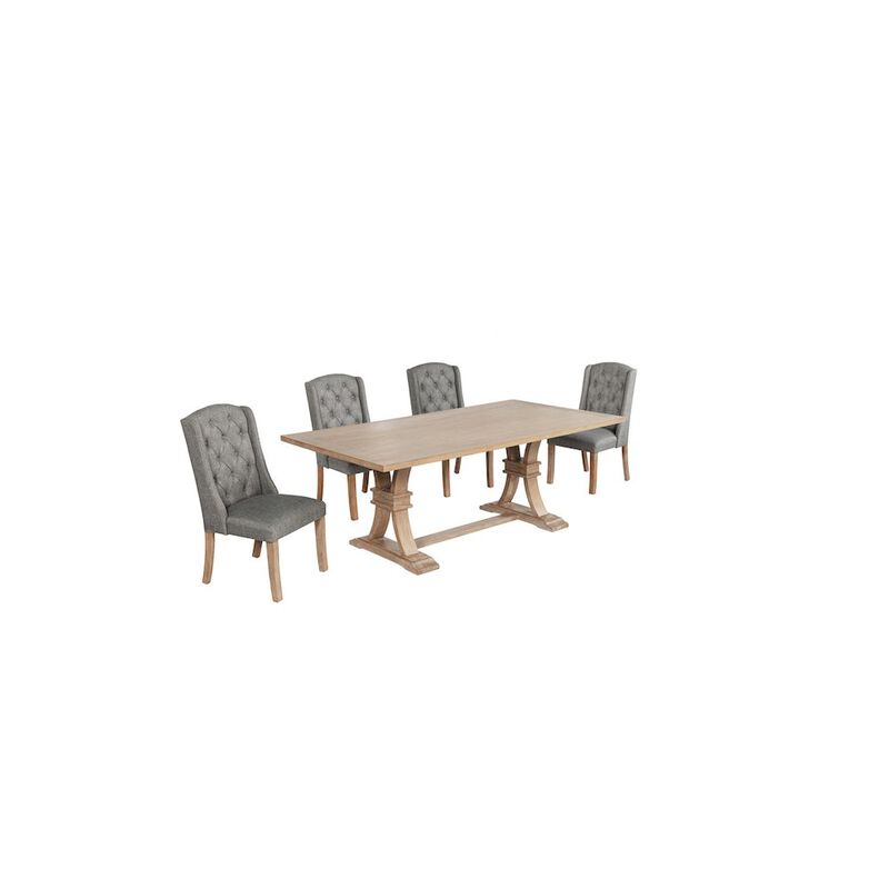 Best Quality Furniture 5 Piece Traditional Dining Table With Dark Grey Side Chairs