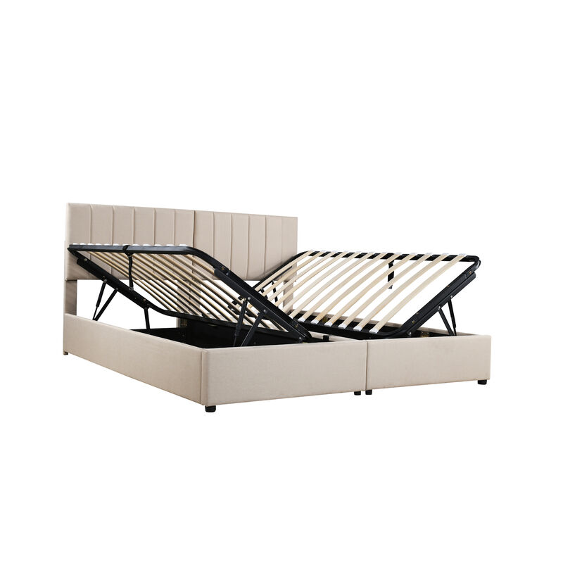 Merax Upholstered Platform Bed with Hydraulic Storage System