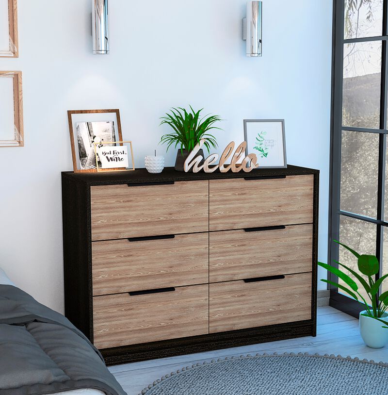 4 Drawer Double Dresser Maryland, Bedroom, Black / Pine
