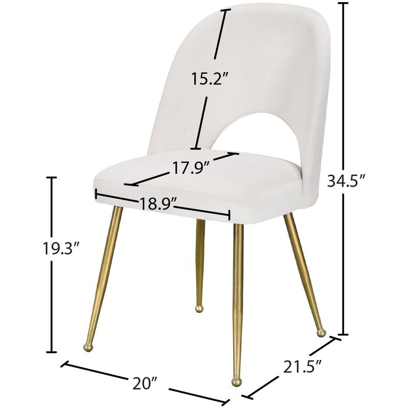 Meridian Furniture Logan Cream Velvet Dining Chair, Set of 2