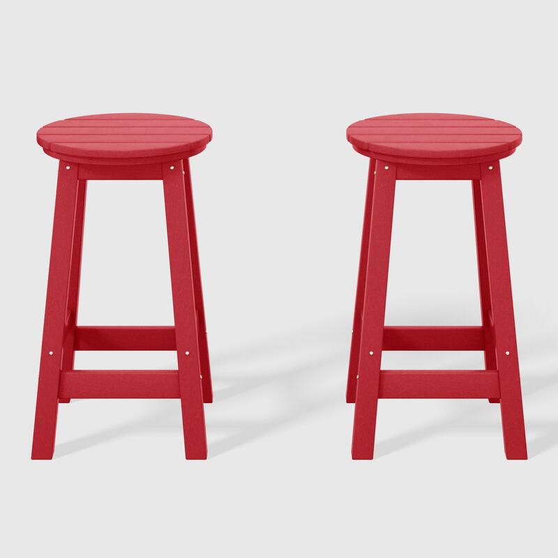 WestinTrends 24" HDPE Outdoor Patio Round Counter Height Bar Stool Set of 2