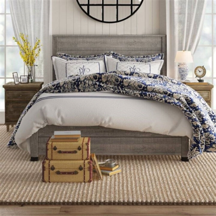 All-Wood Platform Bed Frame with Headboard – Minimalist Style