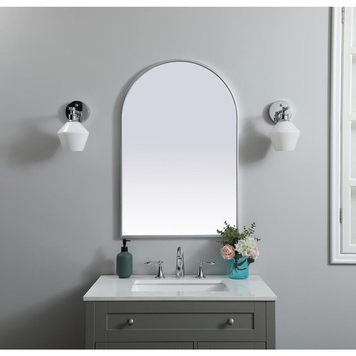 Elegant Decor Metal Frame Arch Mirror 24x36 Inch in Silver