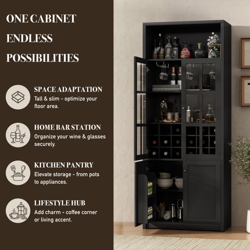 Ritci 78.74" Tall Wine Bar Cabinet image number 5
