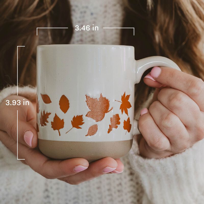Brown Leaves 14 oz Stoneware Coffee Mug image number 3