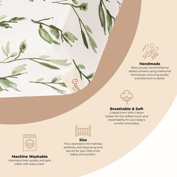 Parker Green Leaf Fitted Crib Sheet