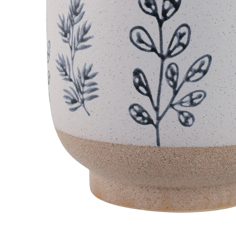 S/2 6/8" Hand Painted Leaves Planters, White/blue image number 5