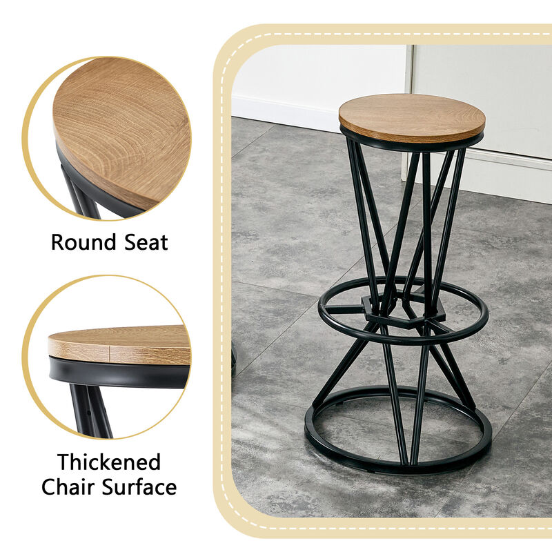 Whisen 31.5" Bar Set, 3-Piece MDF Metal Industrial Style for Home Kitchen image number 5