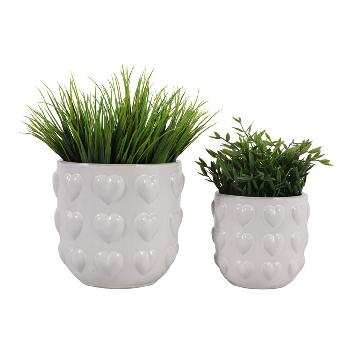 S/2 6/8" Hearts Planters