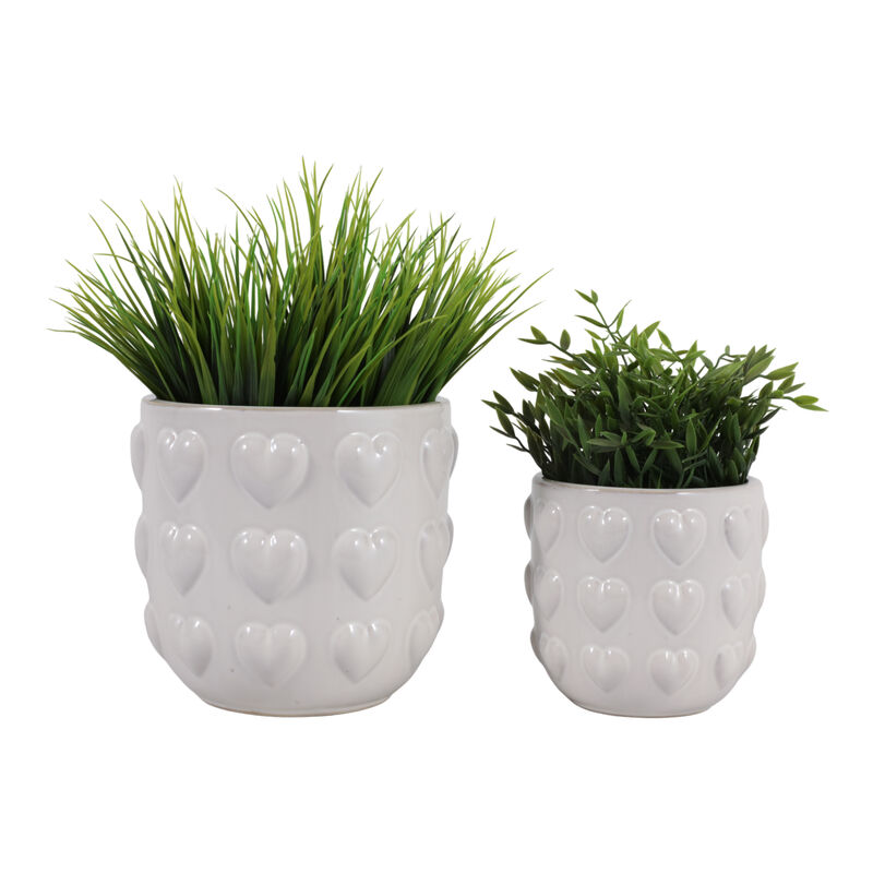 S/2 6/8" Hearts Planters image number 1