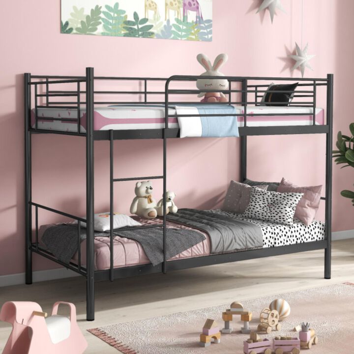 Hivvago Metal Bunk Bed with Ladder and Full-length Guardrails