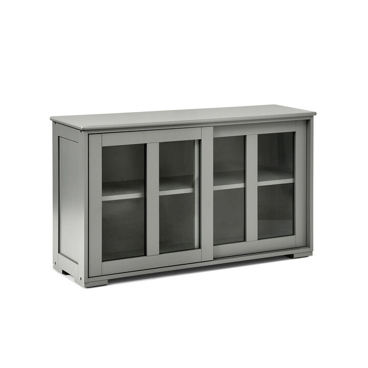 Kitchen Storage Cabinet with Glass Sliding Door