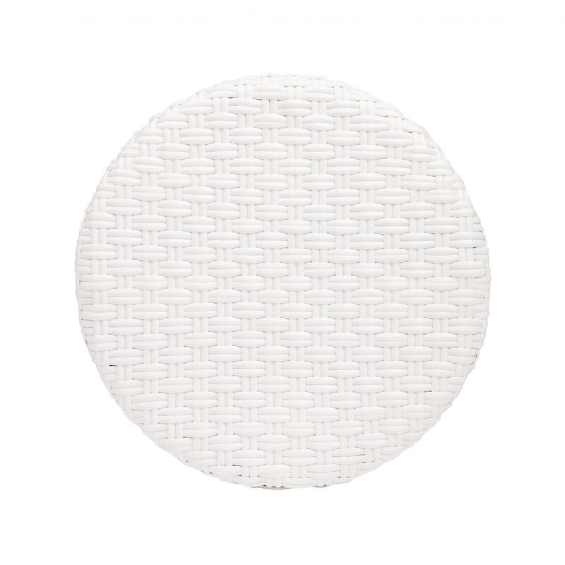 Hivvago 24 Inch White and Natural Heavy Duty Rattan Backless Counter Height Bar Chair