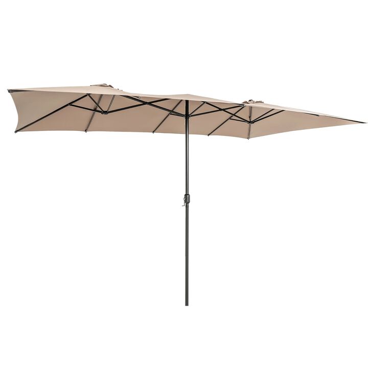 Mondawe 15 Feet Double-Sized Patio Umbrella with Crank Handle and Vented Tops